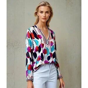 TORY BURCH Tulip Long Sleeve Tunic Top Size 2